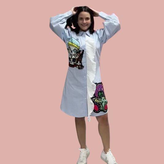 shirt dress with embroidered details