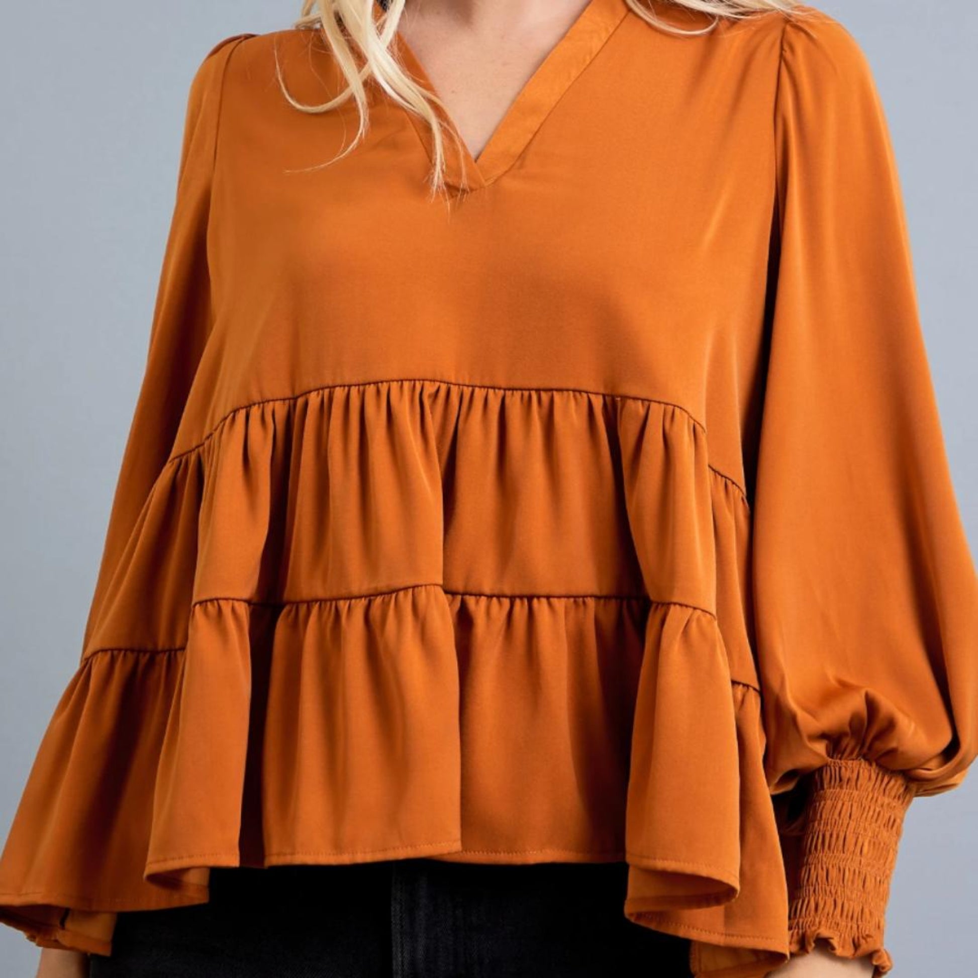 long sleeves tiered blouse