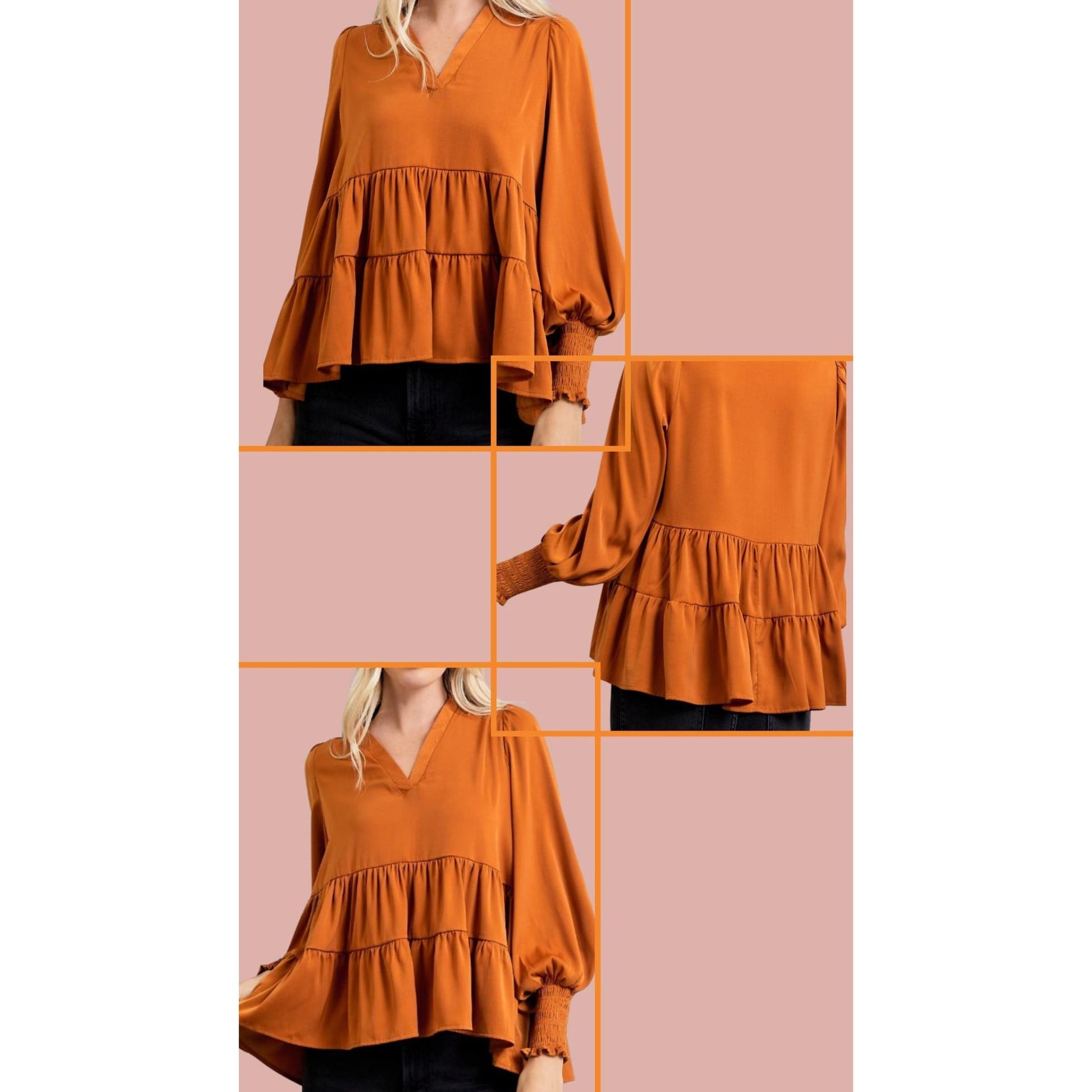 Long sleeves tiered blouse