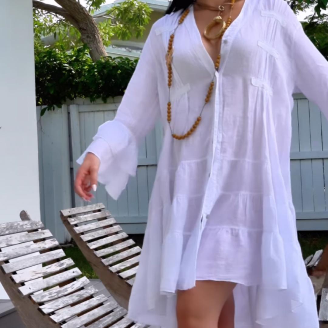 long sleeve linen dress