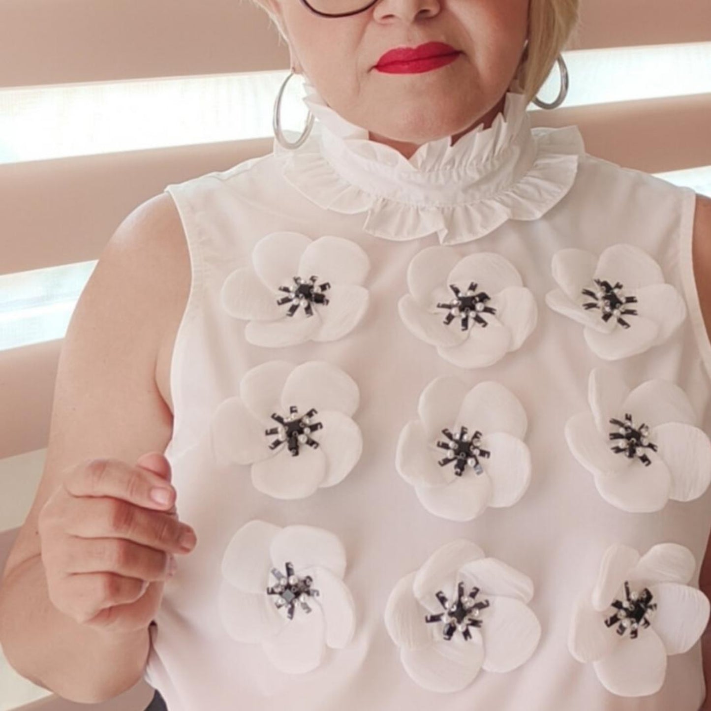 Turtle neck  flower blouse