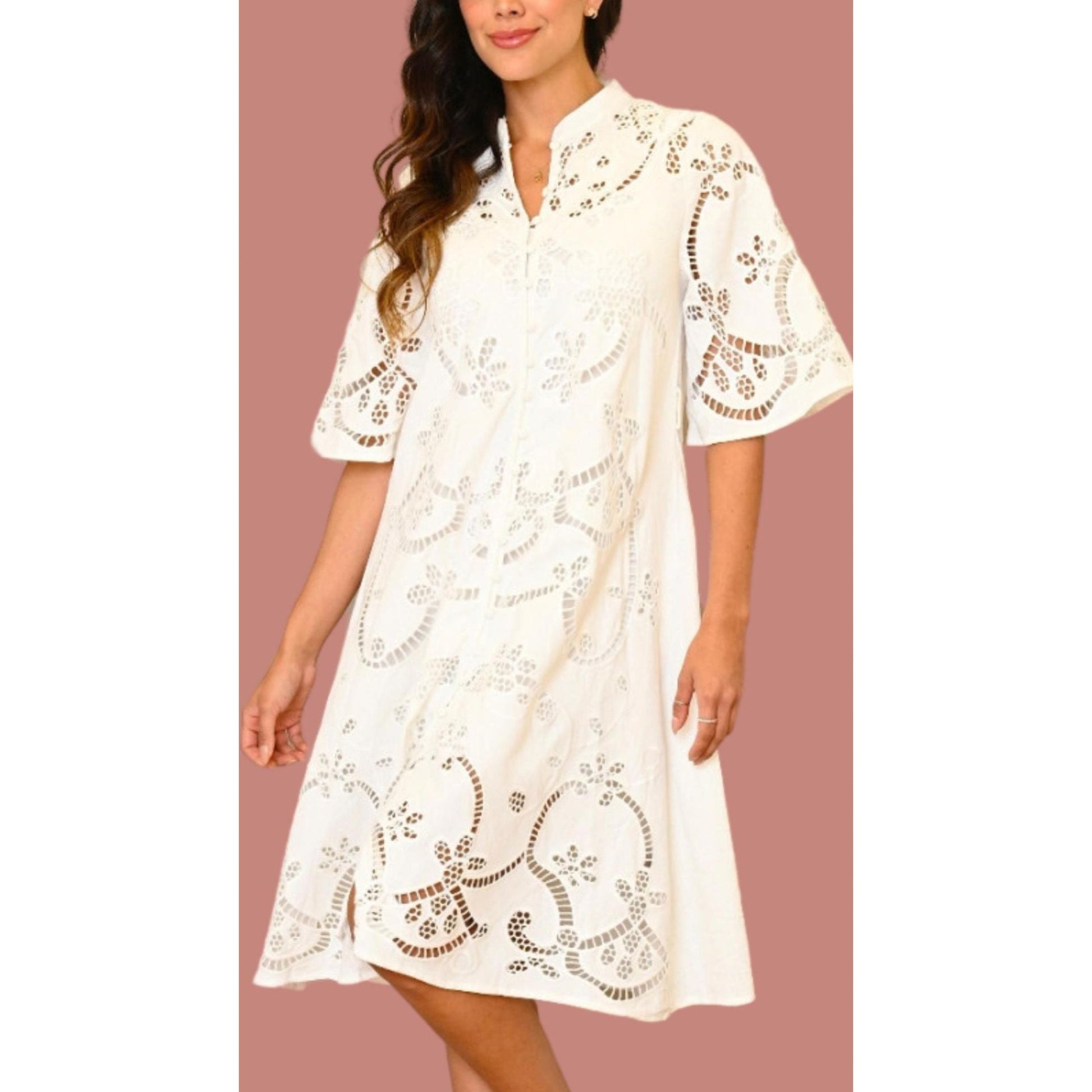 Embroidered midi dress