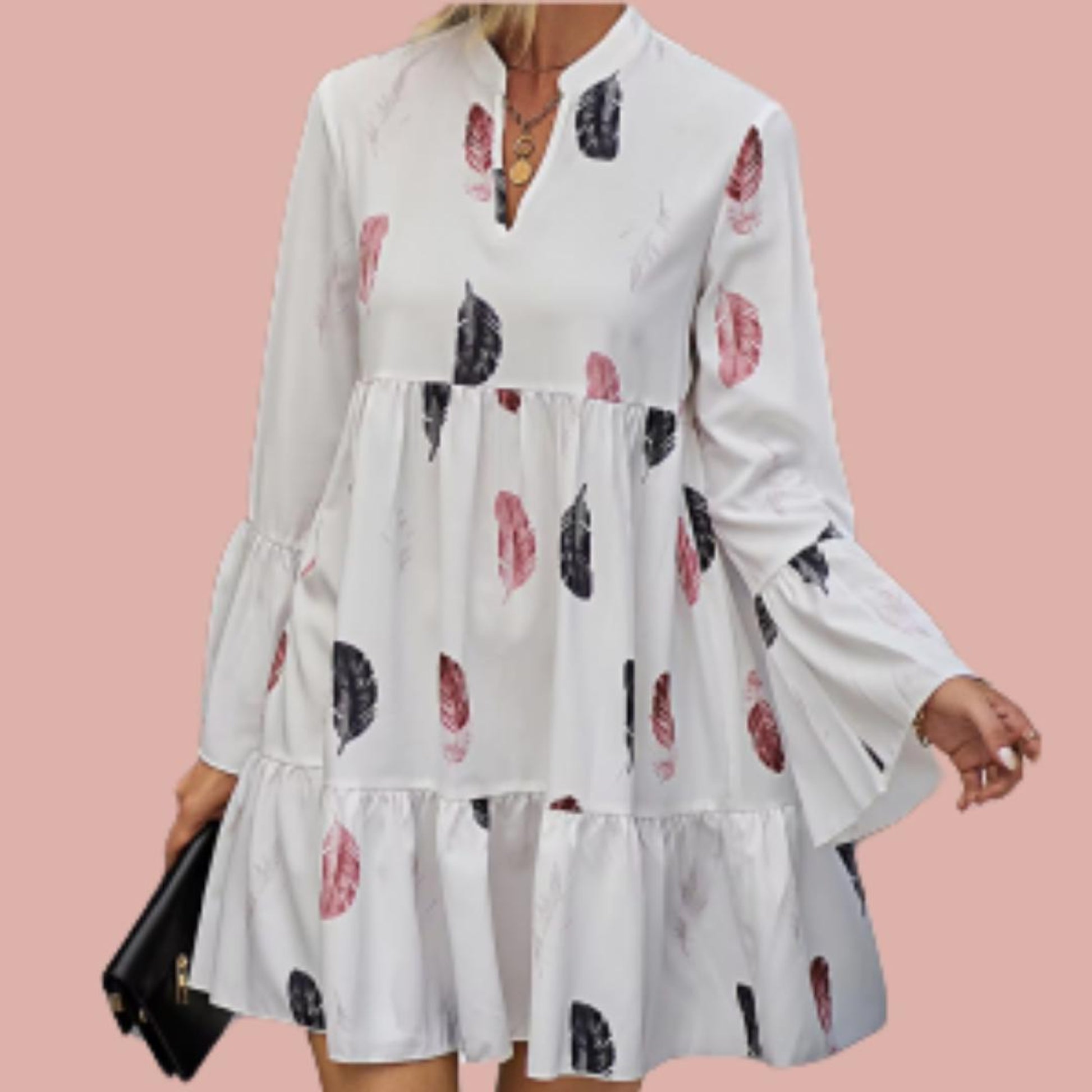 long sleeves tiered dress