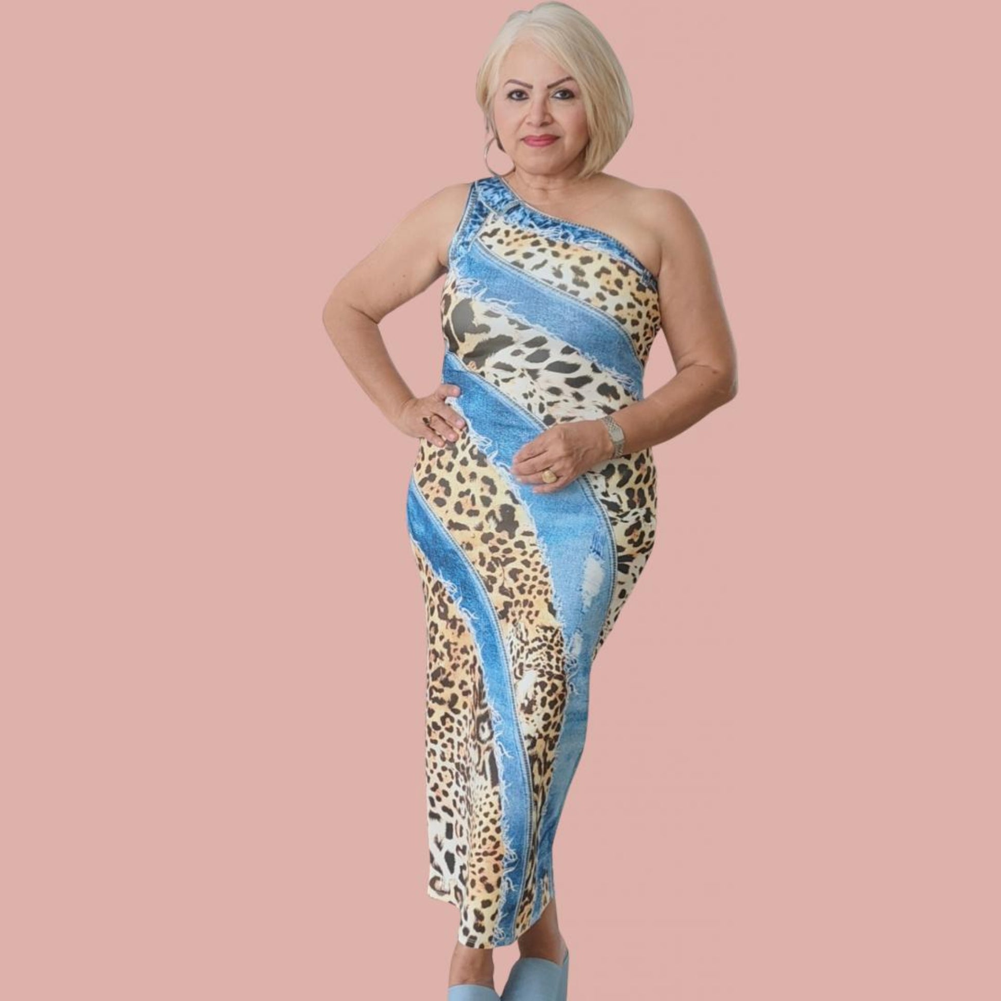 One shoulder slip dress