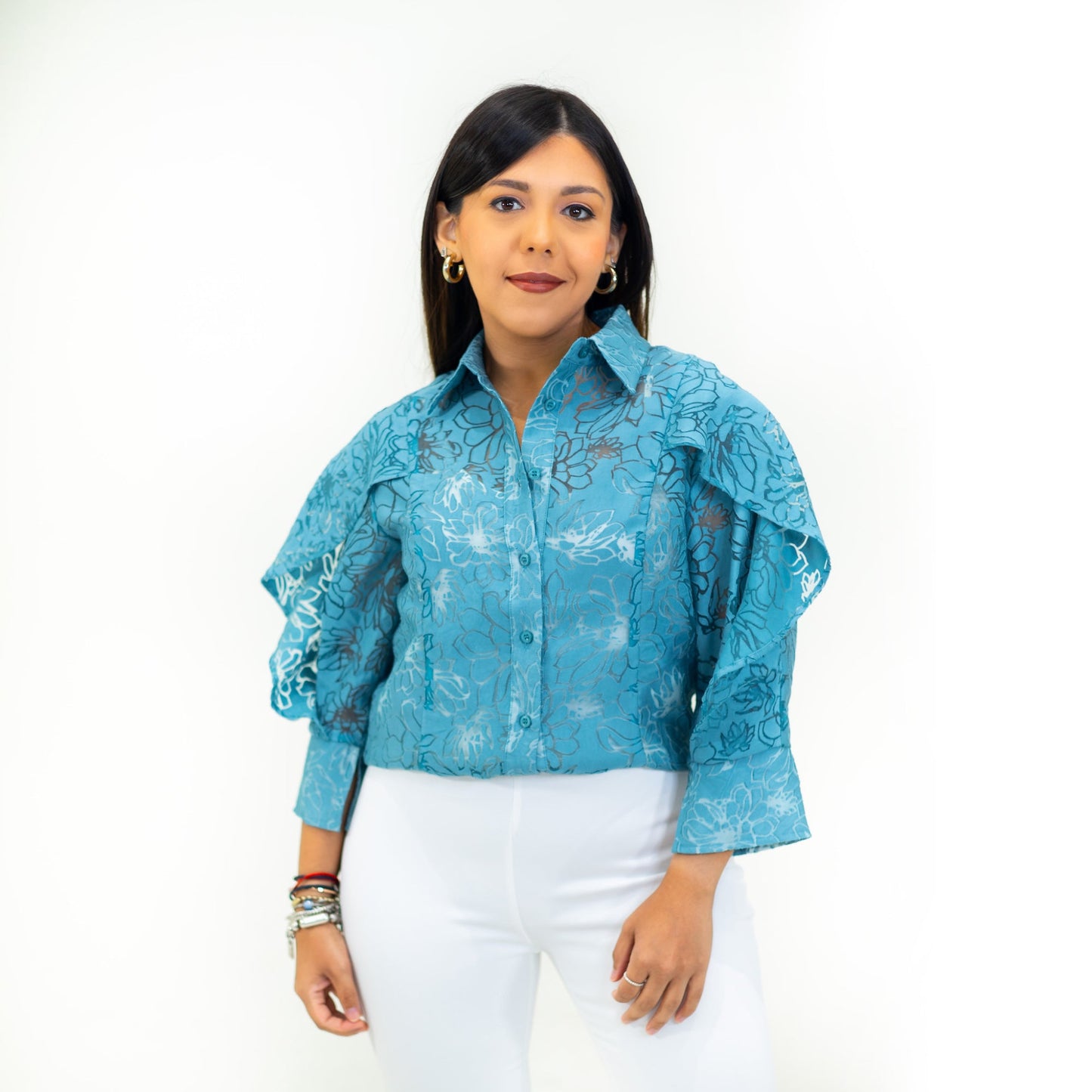 Blue long sleeves blouse