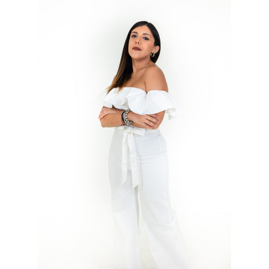 off-shoulder jumpsuit